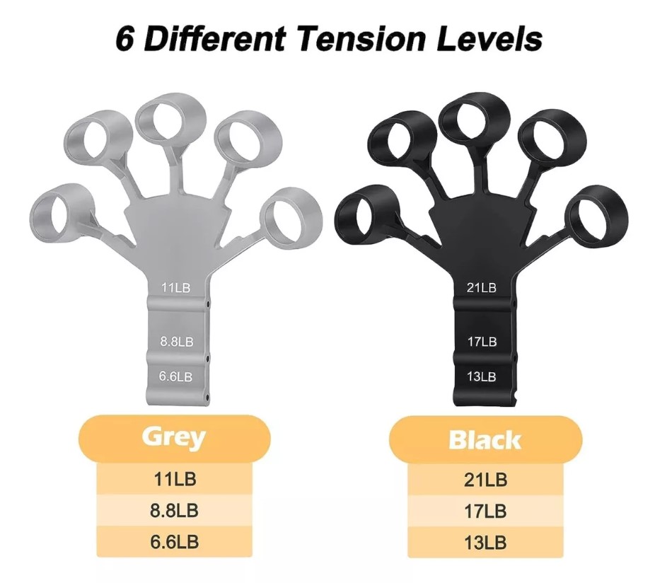 Miniatura 4 de SET EJERCITADOR DEDOS NEGRO Y GRIS