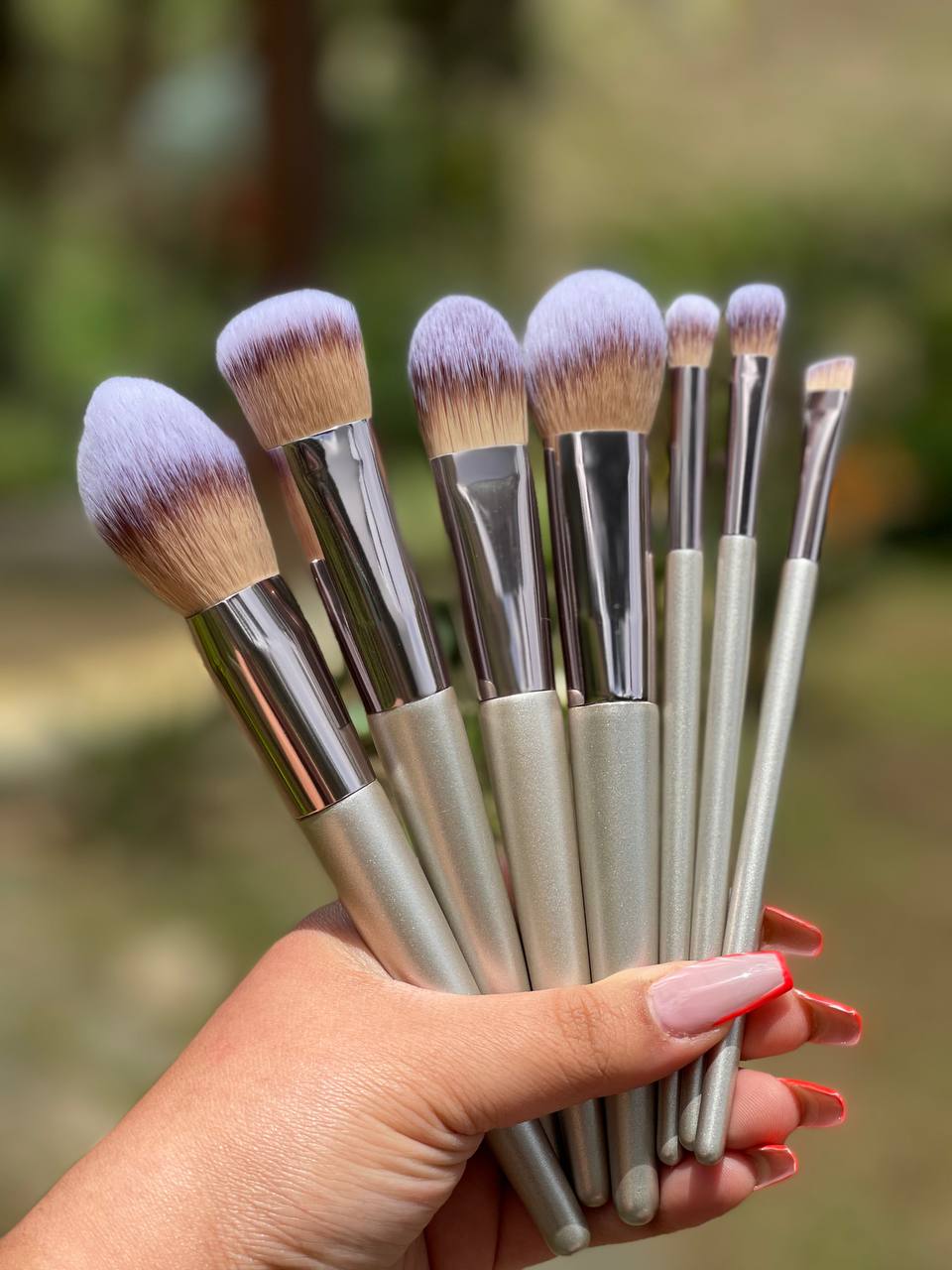 SET X 7  BROCHAS PELO FINO MANGO MADERA