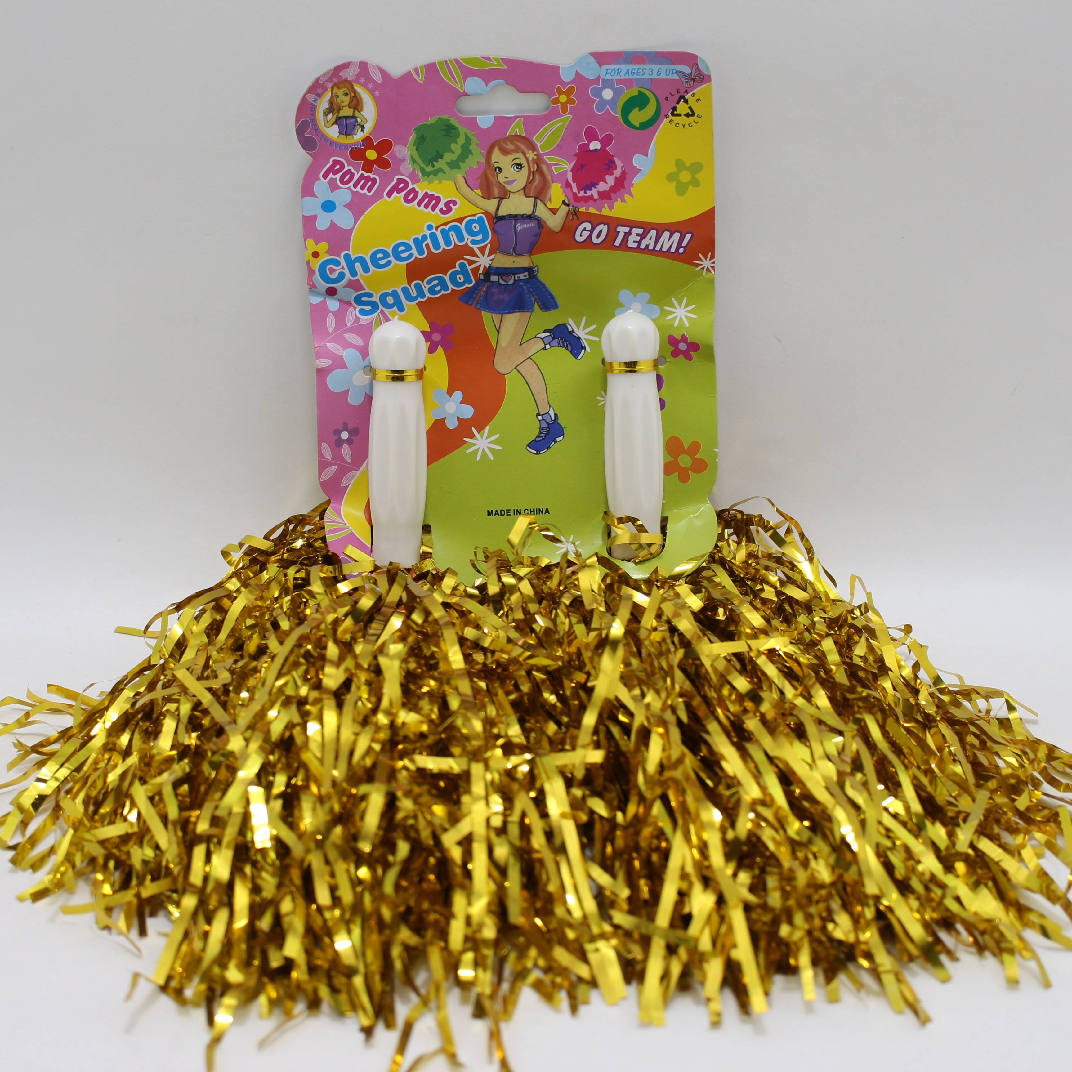 POMPOM METALIZADO DORADO 28CM