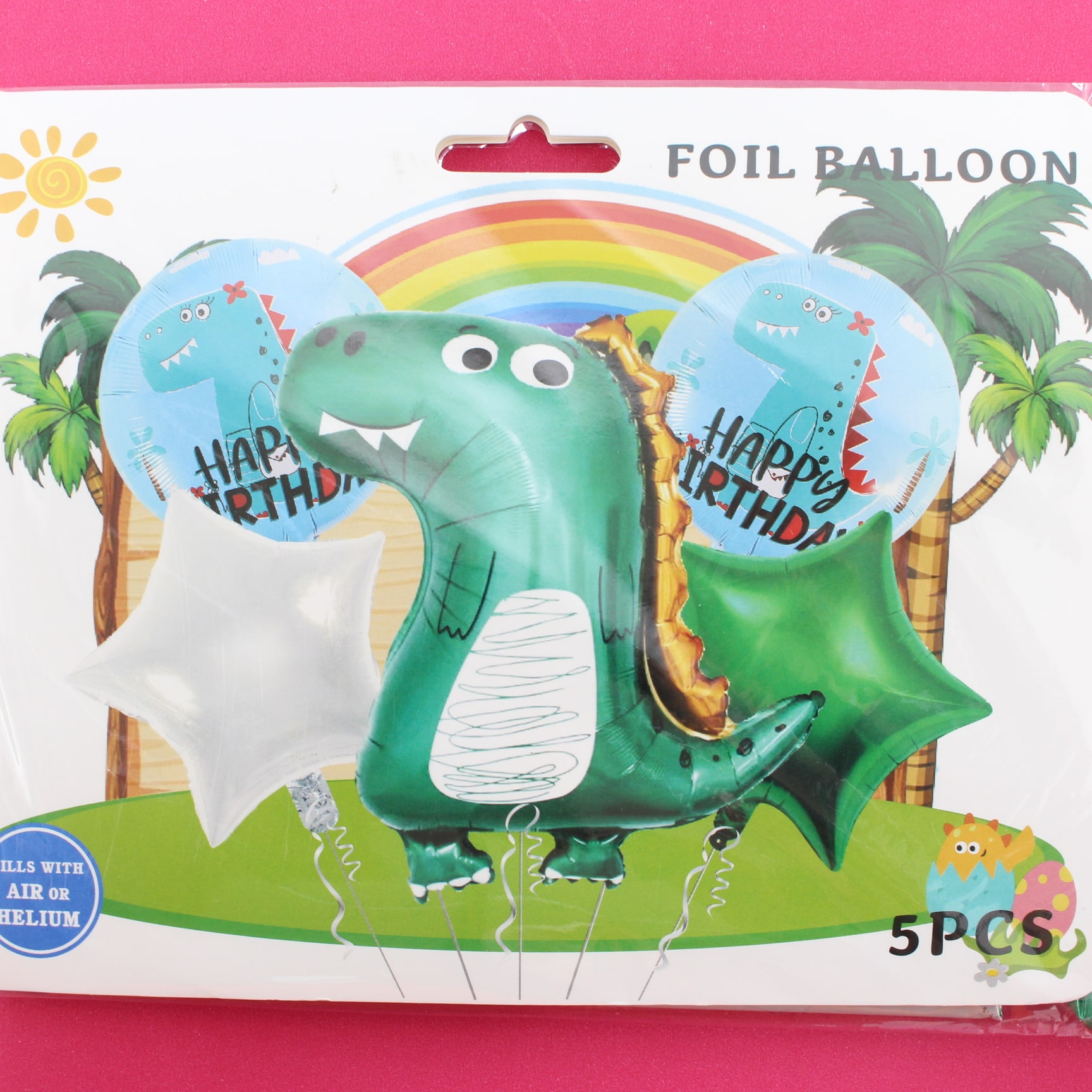 Globo metalizado dinosaurio happy por 5