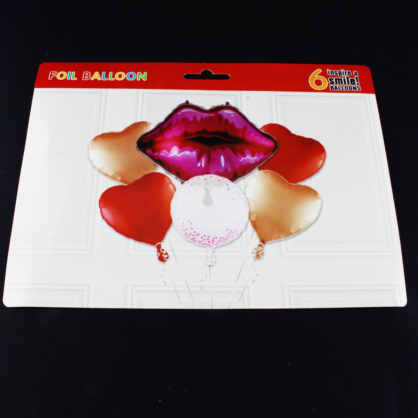 set de globos beso  y corazon x6 pcs