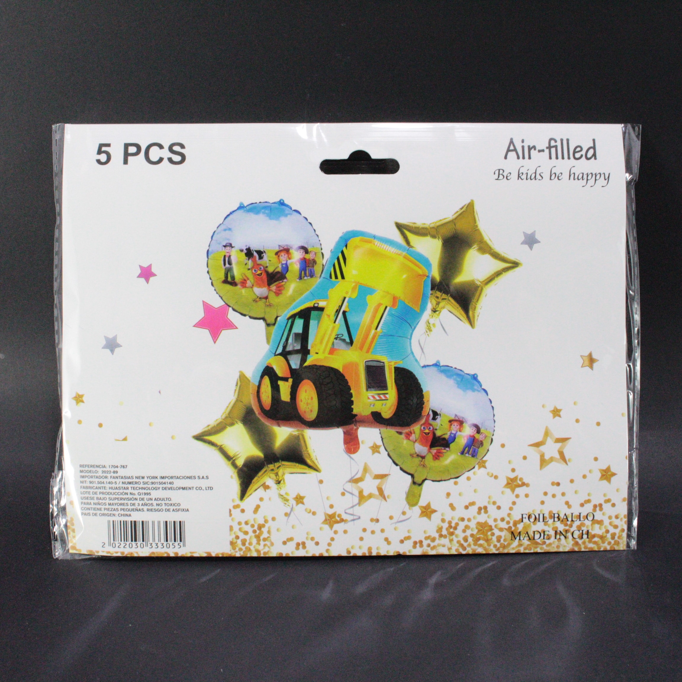 Set globo metalizado retroexcavadora x5