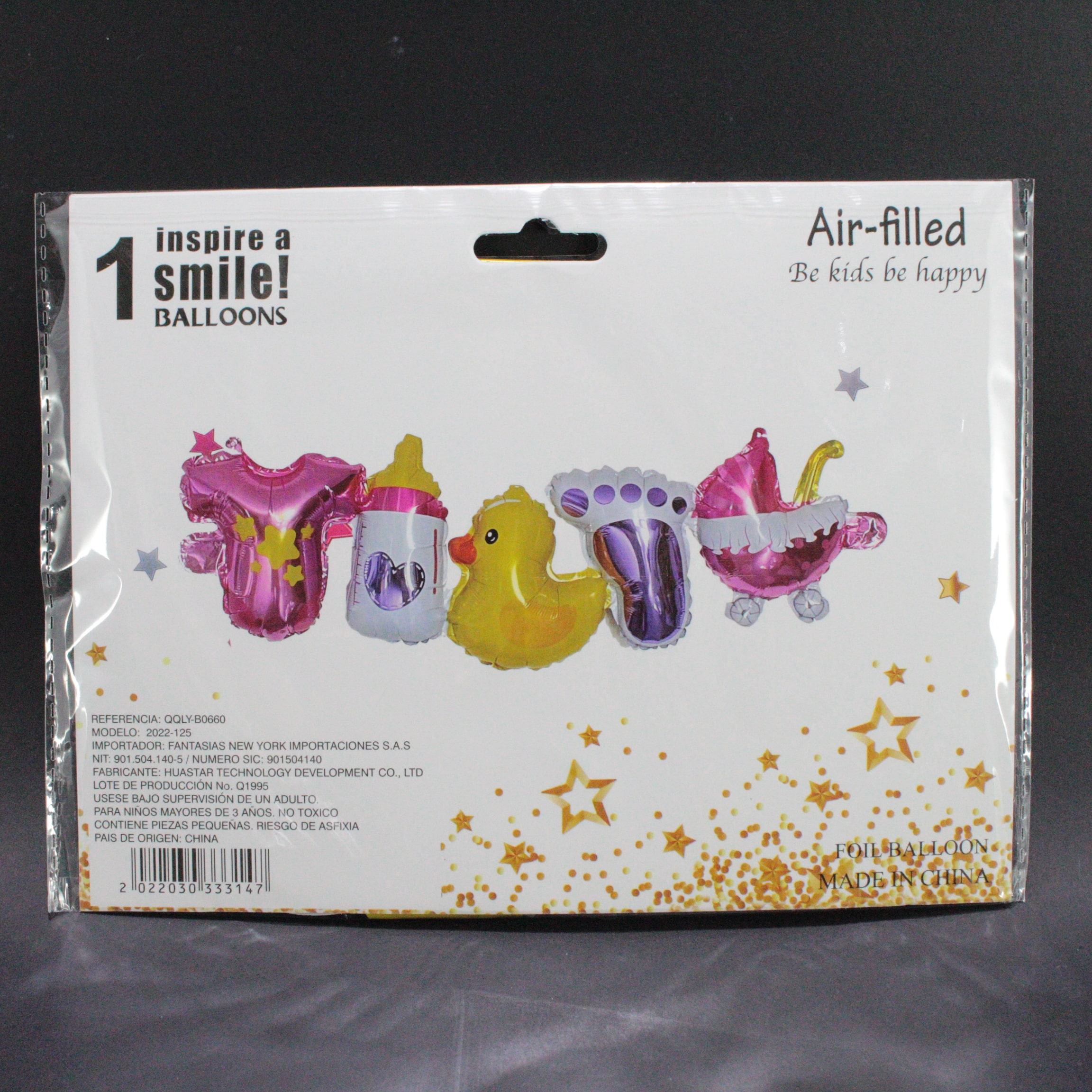 Set globo metalizado tipo banderín baby