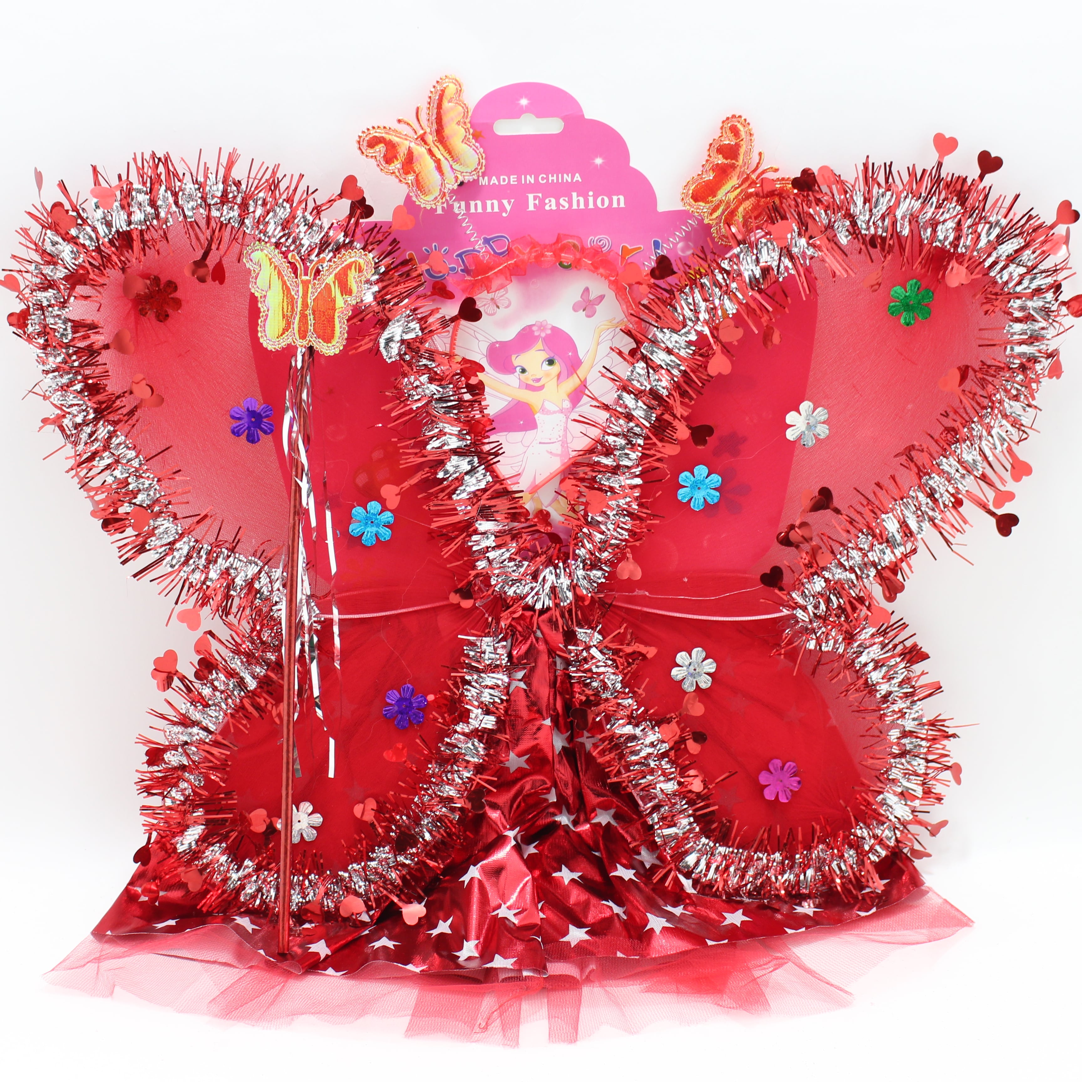 Tutu rojo metalizado con estrellas blan