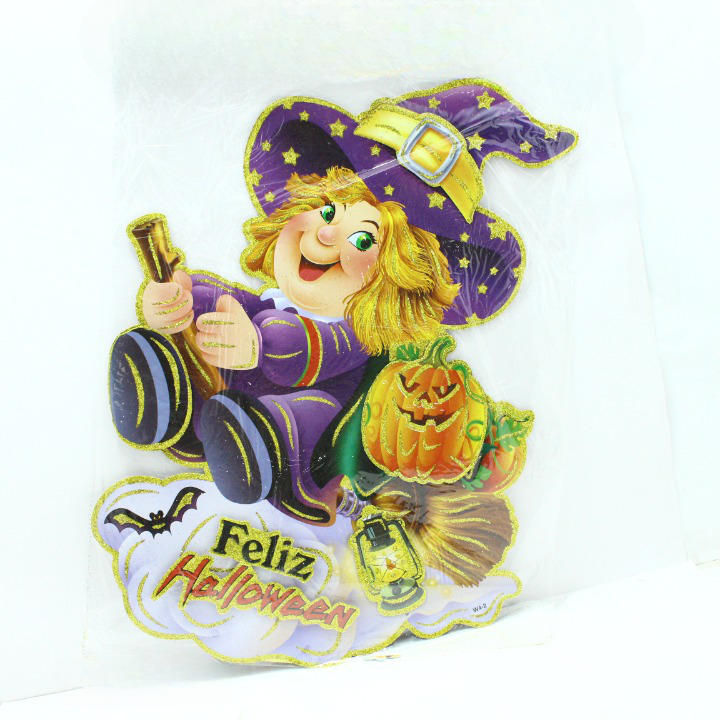 STIKER DE HALOWEEN BRUJA MORADA