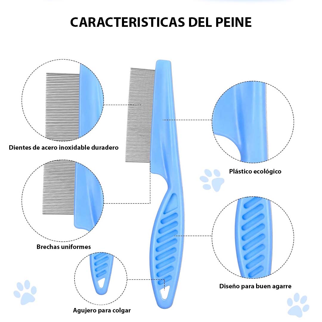 Miniatura 6 de KIT Peine antipulgas y manchas x 2