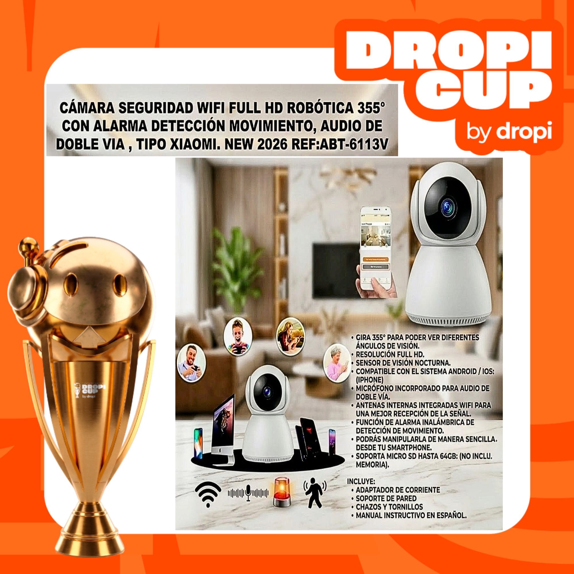 Camara Seguridad Wifi Xiaomi DROPI CUP