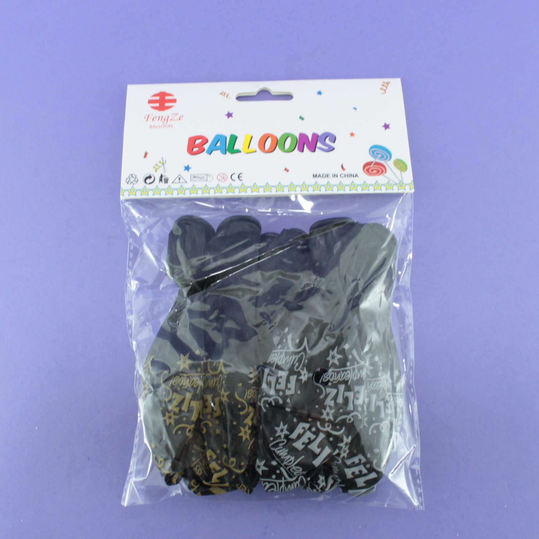 Globo ballons negro letras doradas y pl