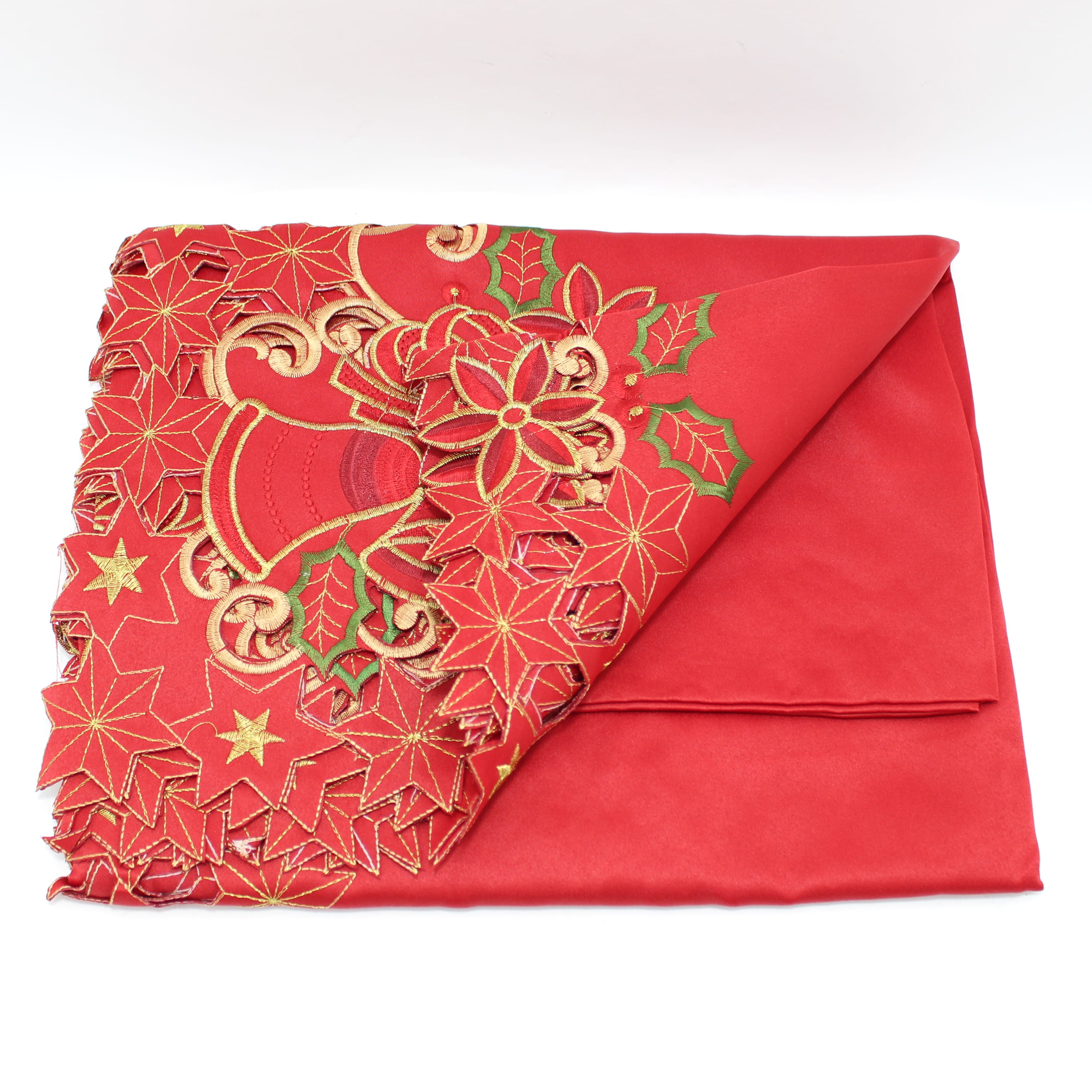 MANTEL NAVIDEÑO ROJO BORDADO 150*220CM
