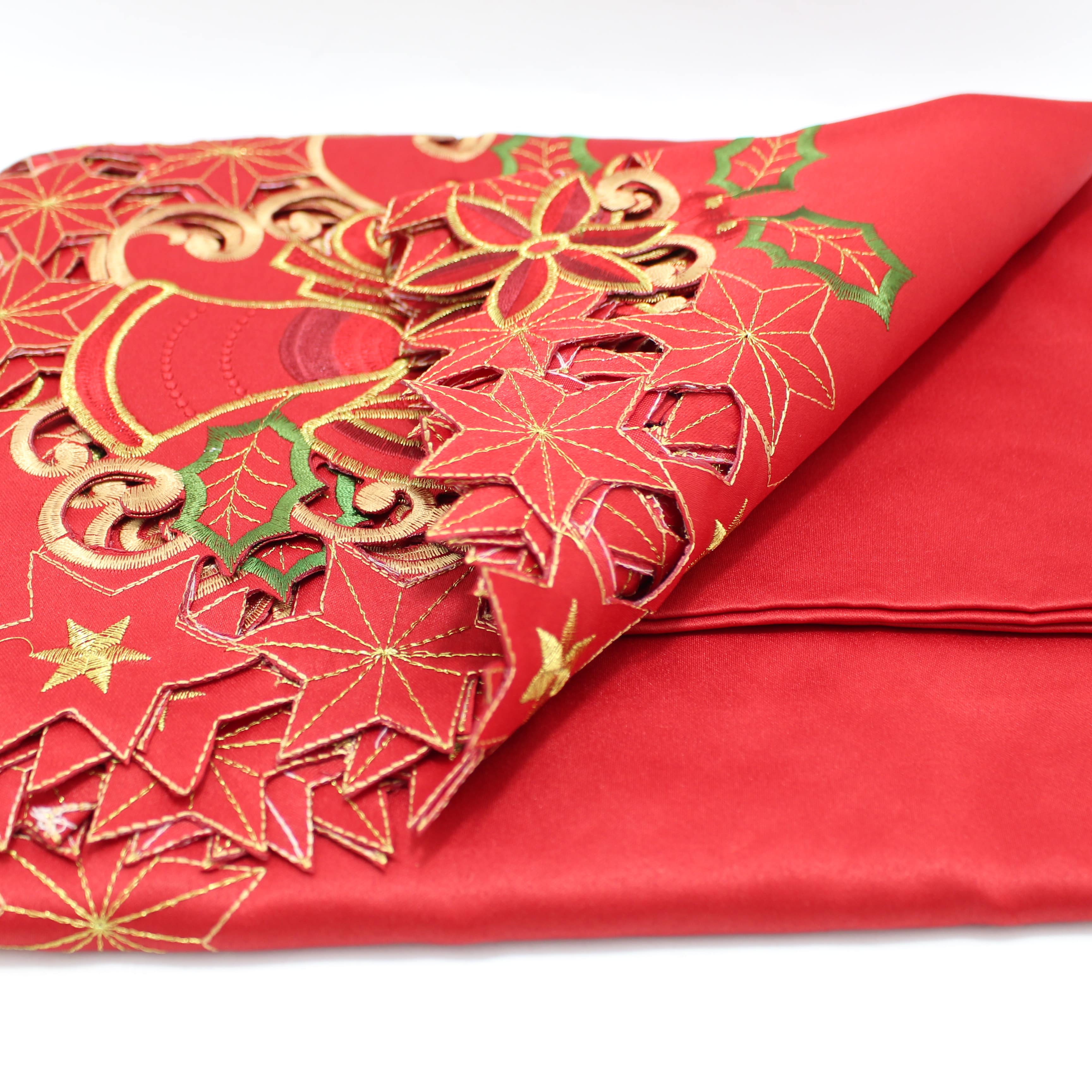 Miniatura 2 de MANTEL NAVIDEÑO ROJO BORDADO 150*220CM