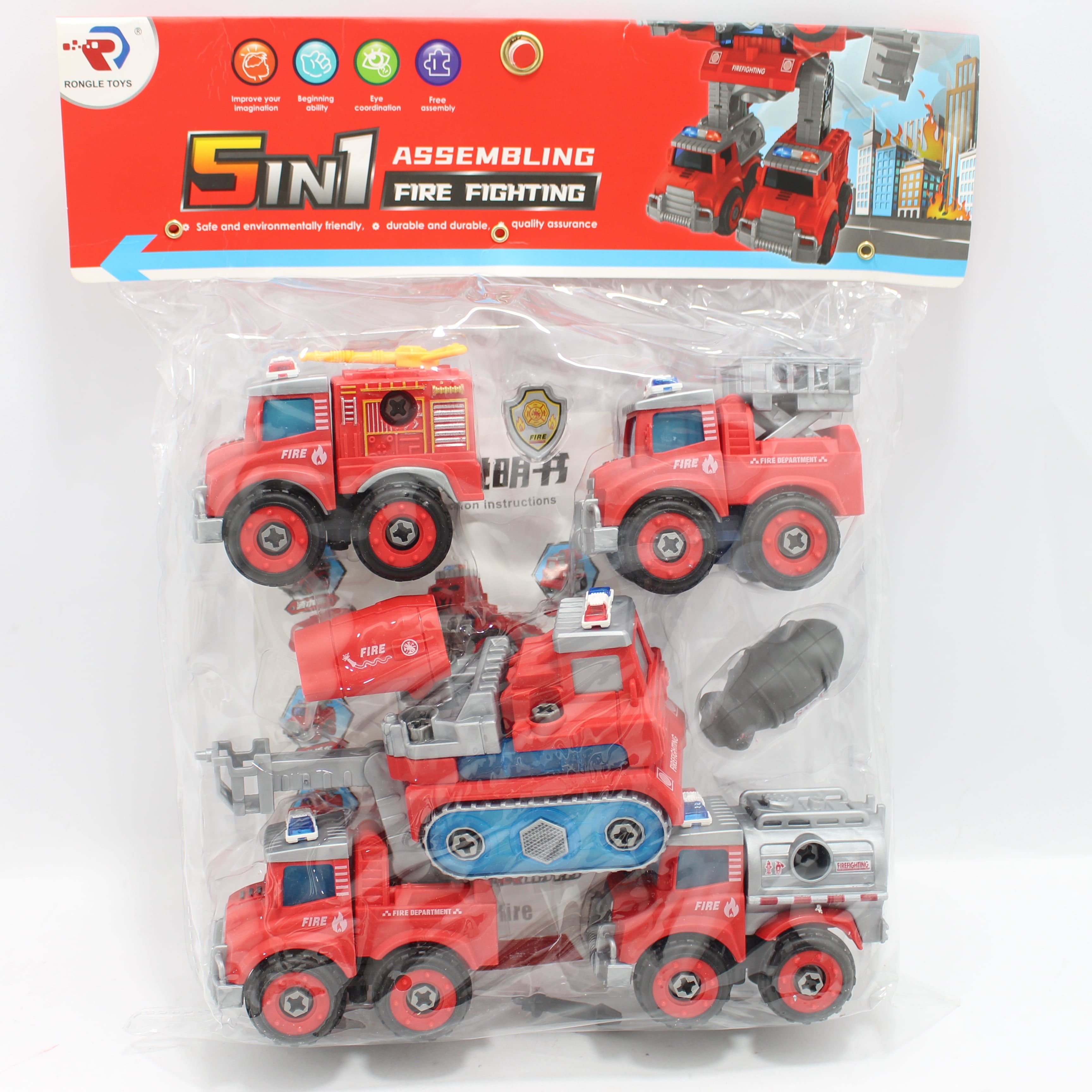 Set x5 carros de bomberos desarmables