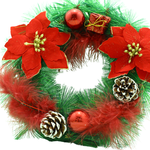 Corona navideña con flores