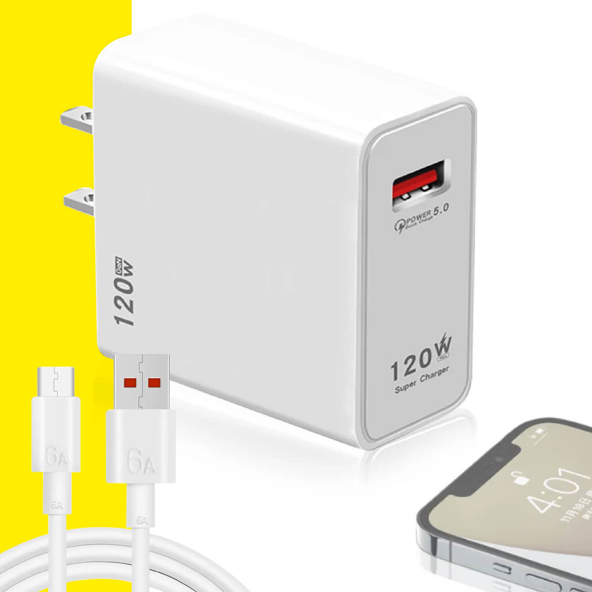 Cargador Celular 120w Carga Rapida Pared