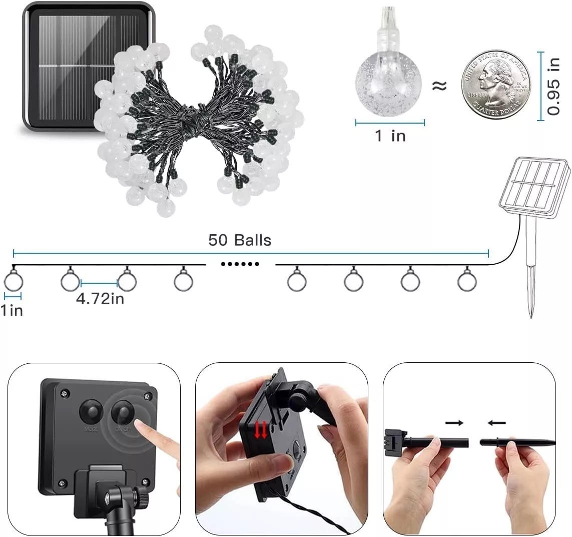 Guirnalda Solar Luces Decoración Exter