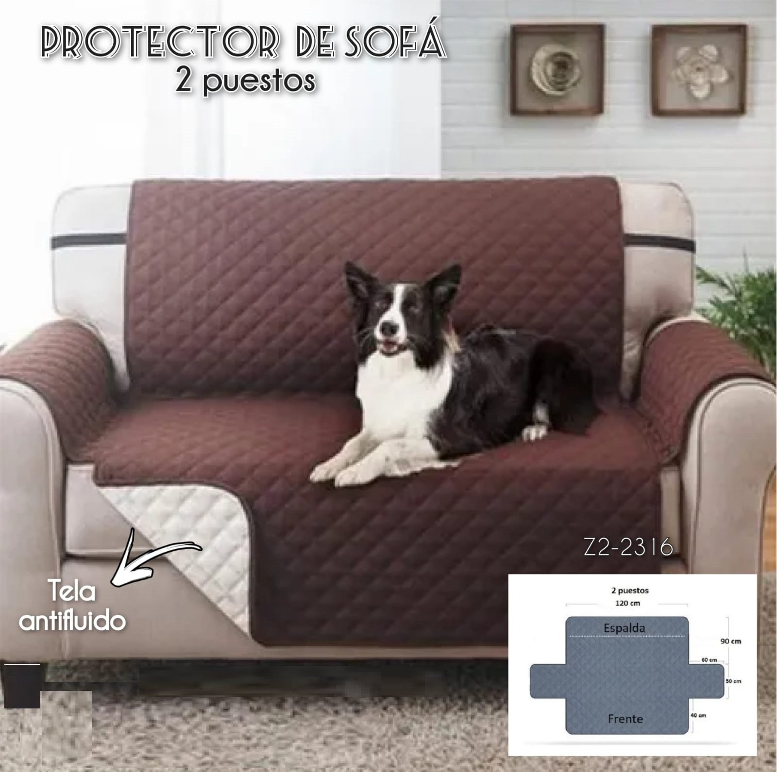 CUBRE SOFA 2 PUESTOS D