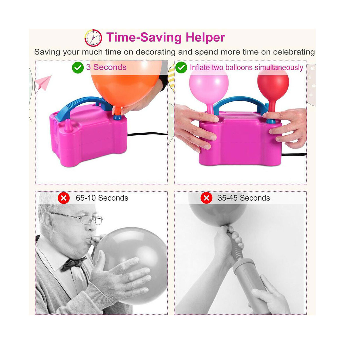 Miniatura 3 de INFLADOR GLOBOS ELECTRICO DOBLE BOQUILLA