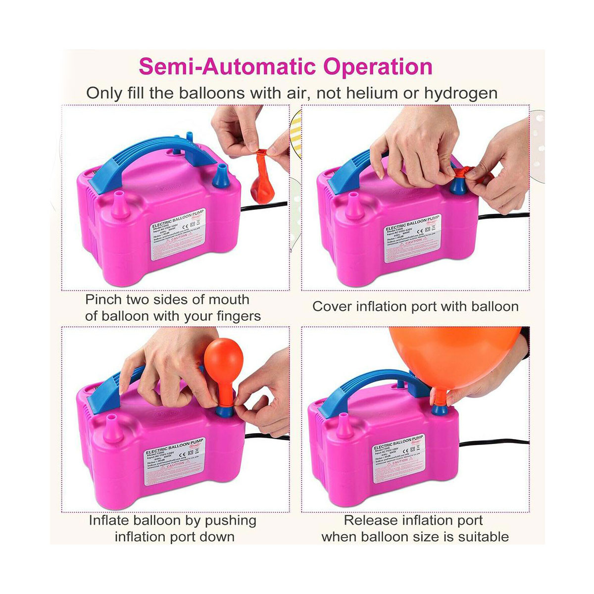 INFLADOR GLOBOS ELECTRICO DOBLE BOQUILLA