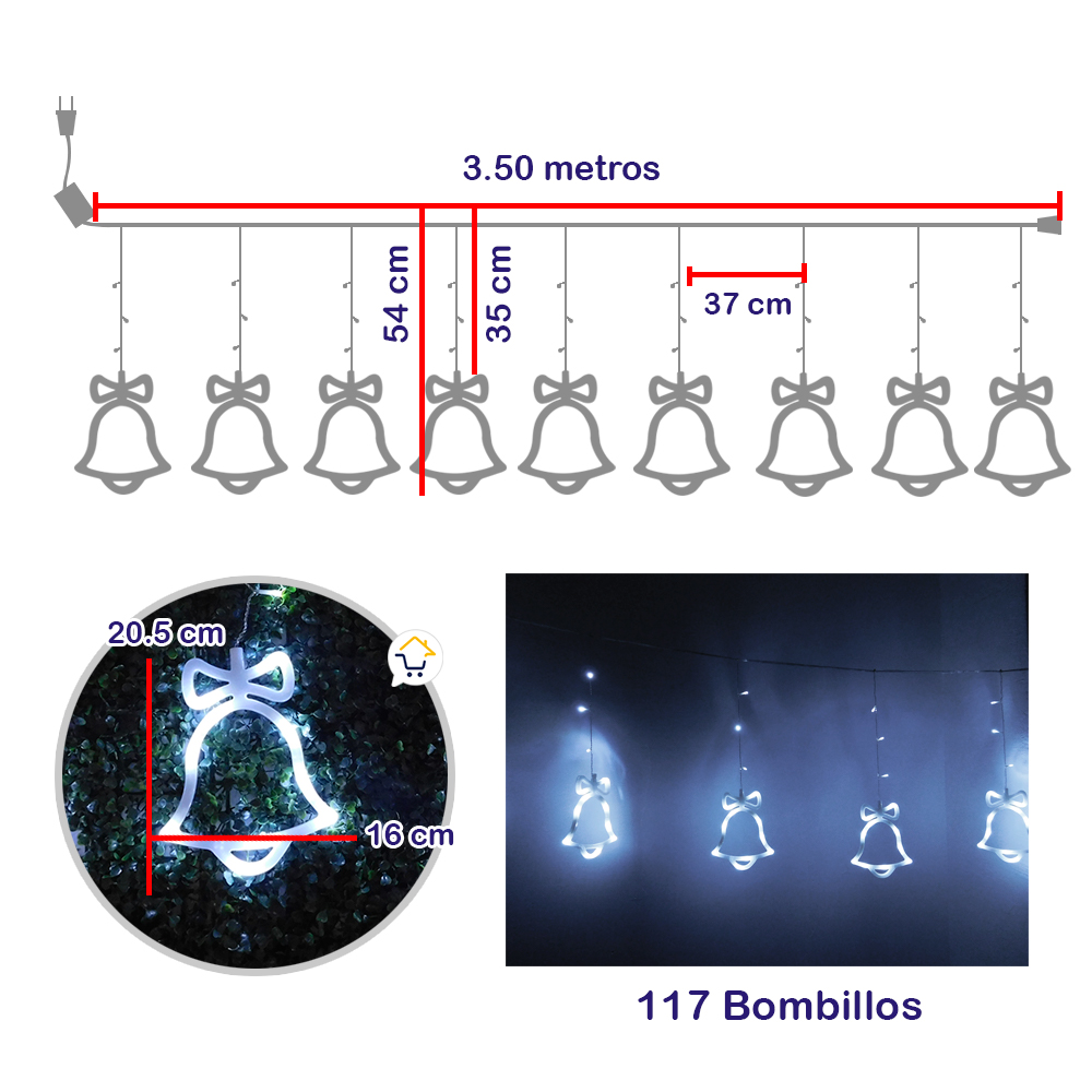 Miniatura 3 de Luz Led Cortina 9 Figuras Campana 2263