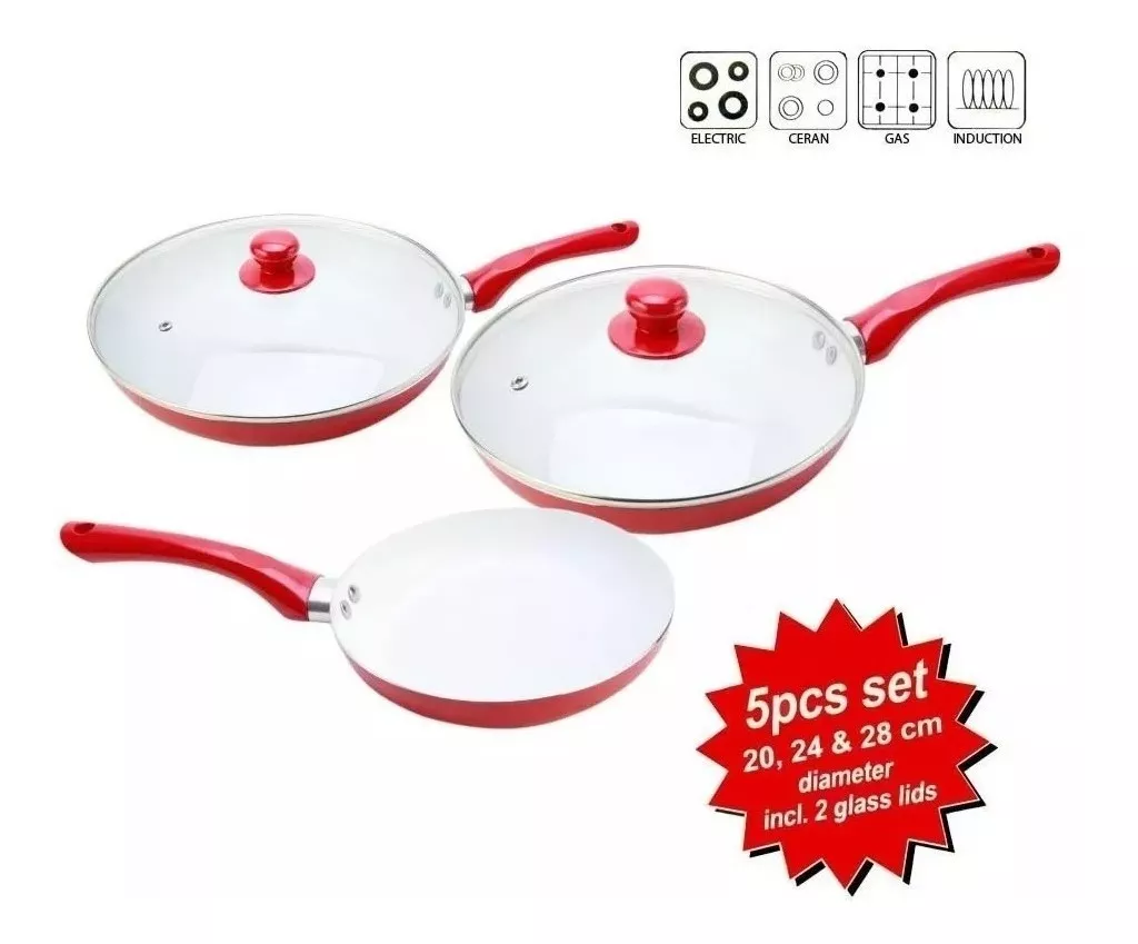 Set De Sartenes En Cerámica De 5 Piezas
