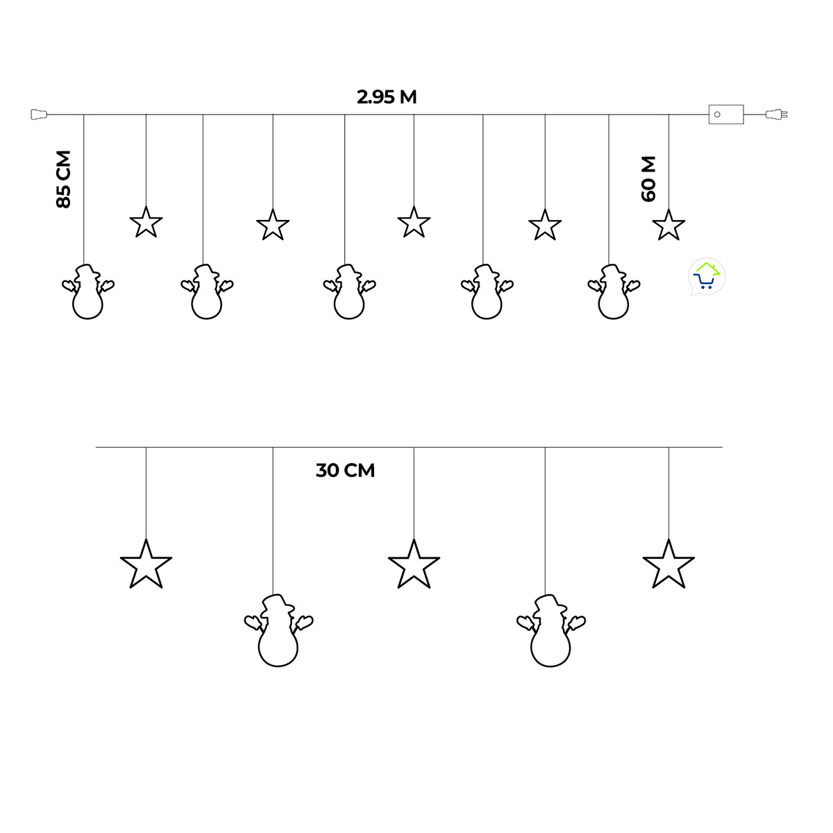Cortina Intercalada 3M x 80CM 1812