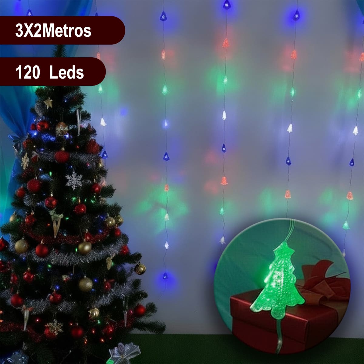 Cortina Arboles Navideños 3x2M 1817