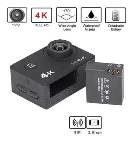 Cámara De Acción Deportiva Wifi Full 4k