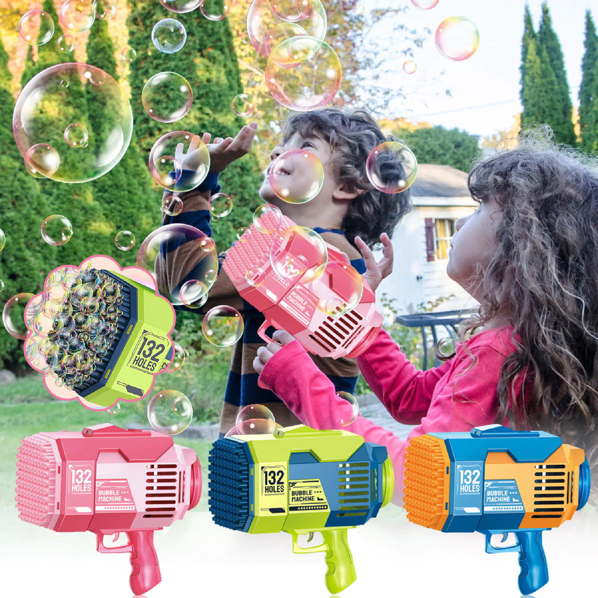 ¡Pistola de Burbuja Eléctrica con 132 Hoyos! 🎉 9
