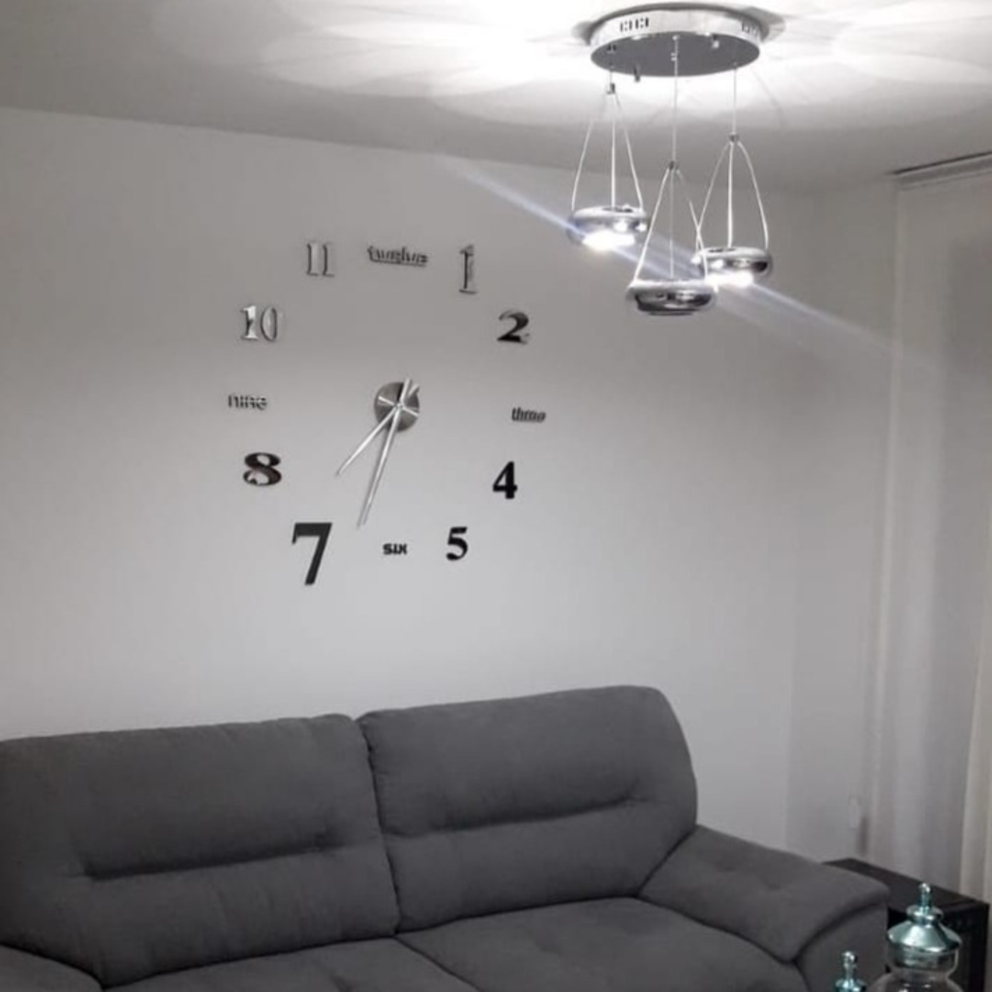 Reloj Pared 3d 50 Cm X 1 Unidad Plateado