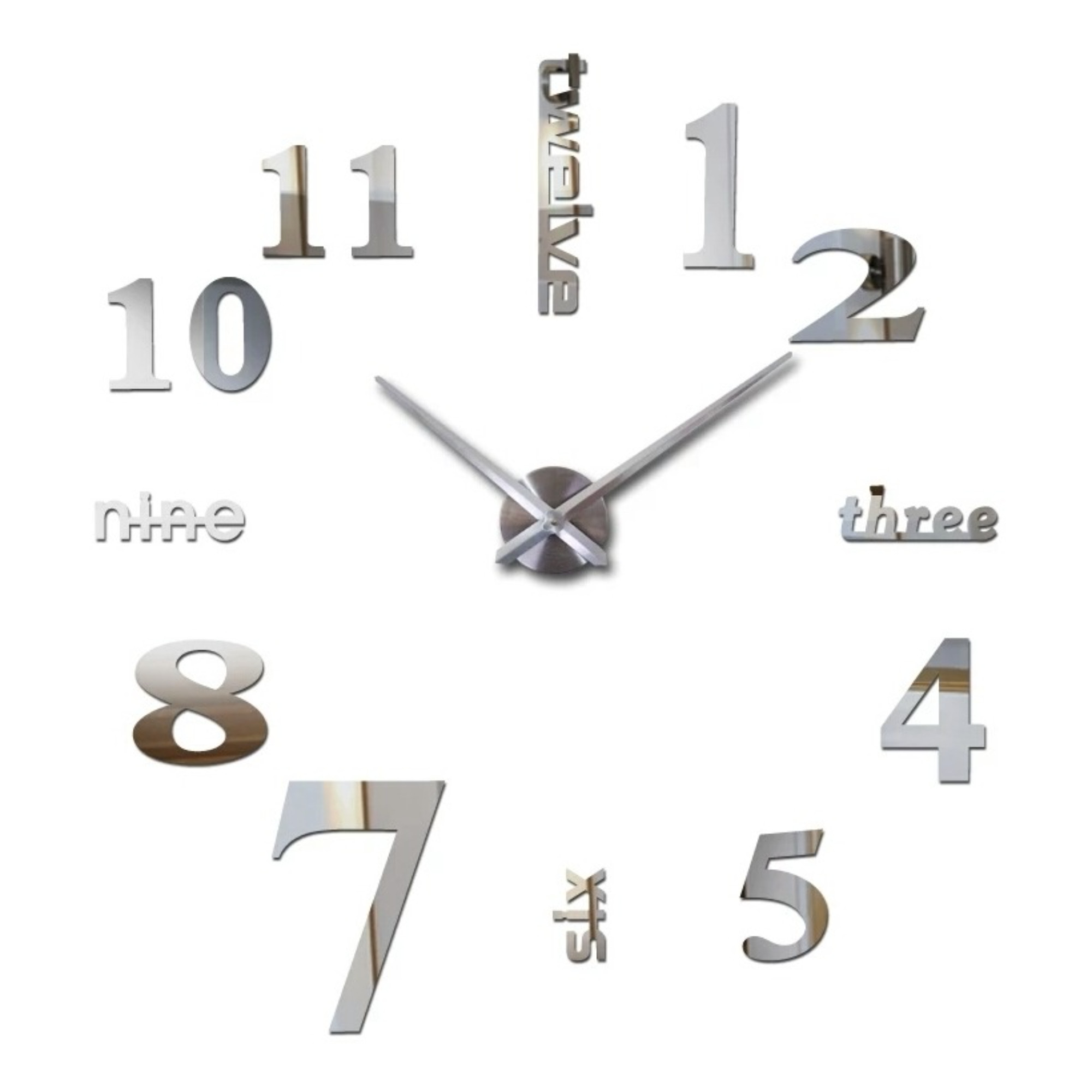 Miniatura 4 de Reloj Pared 3d 50 Cm X 1 Unidad Plateado