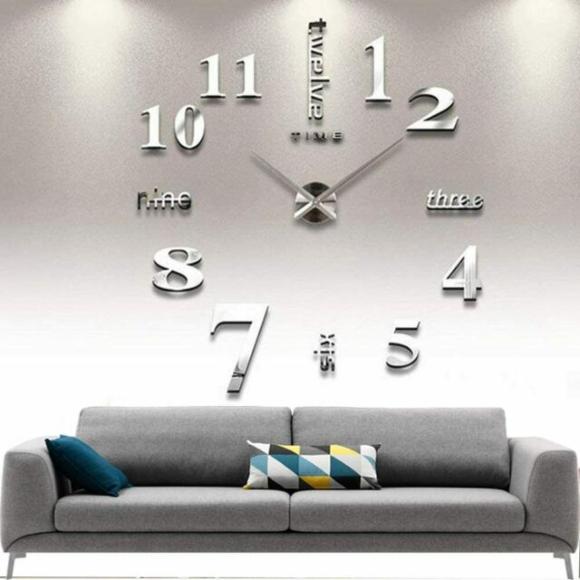 Miniatura 3 de Reloj Pared 3d 50 Cm X 1 Unidad Plateado