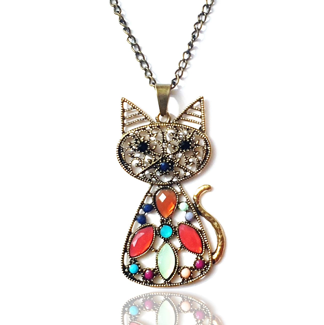 Collar Gato Vintage Pedreria Estuche
