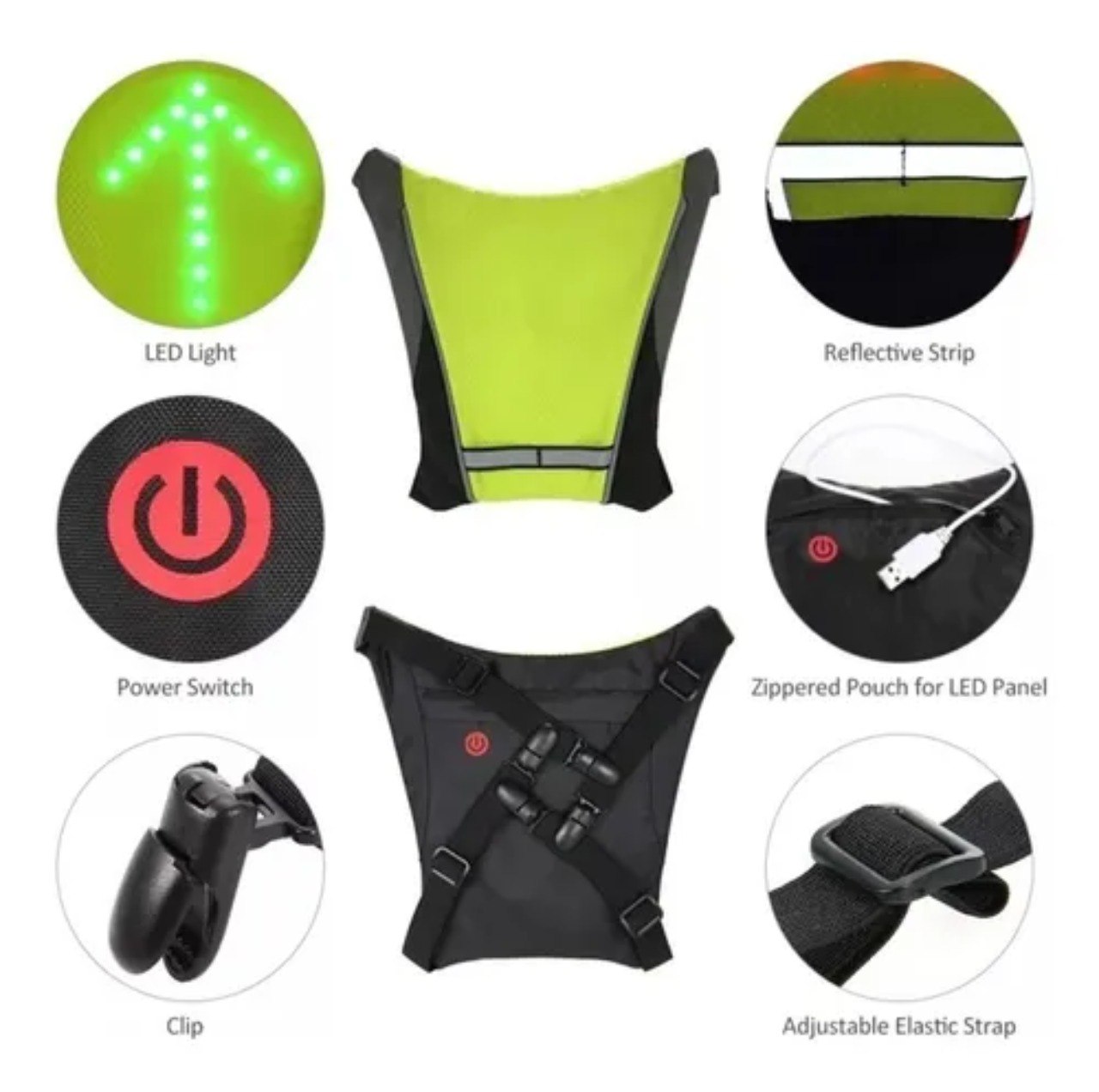 Miniatura 3 de Chaleco Luz Led Direccionales Stop Moto