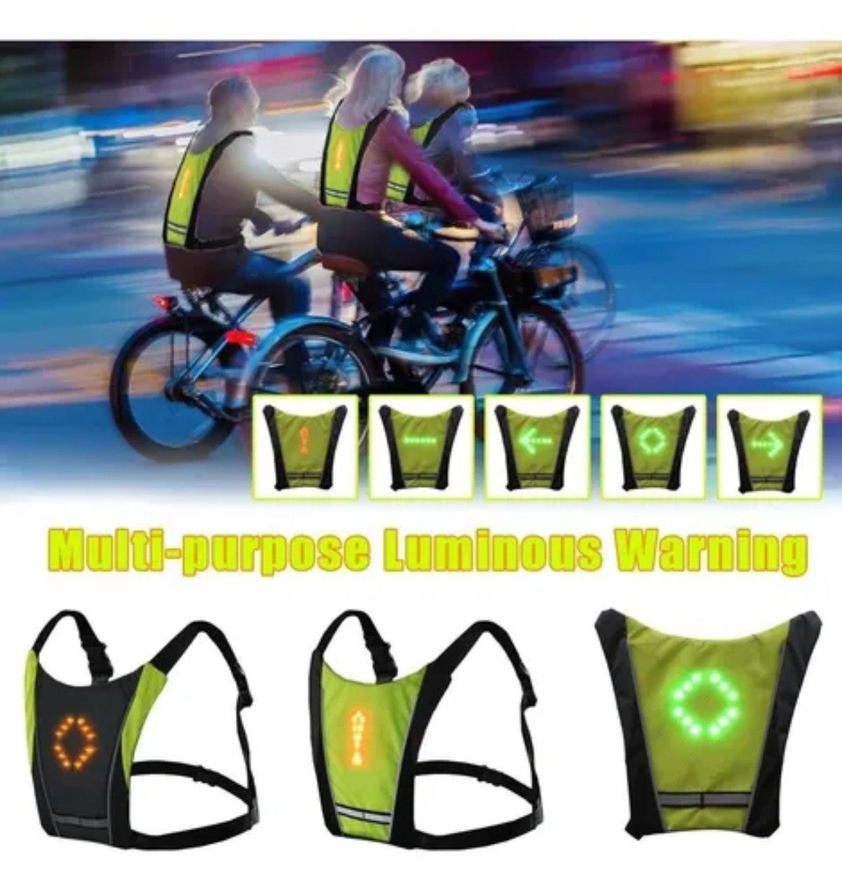 Miniatura 2 de Chaleco Luz Led Direccionales Stop Moto