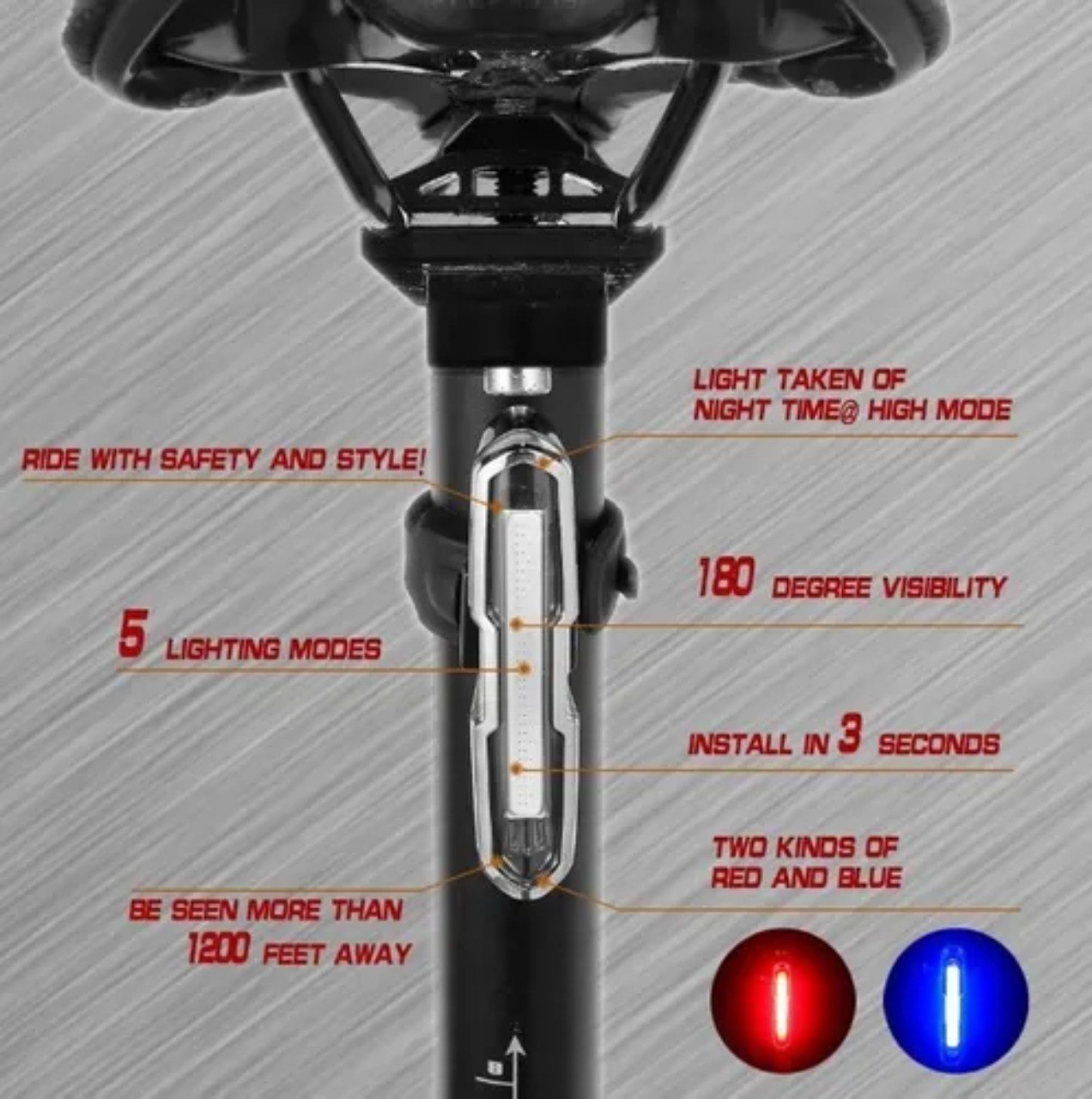 Miniatura 3 de Luz Trasera Bicicleta Usb Rojo/blanco