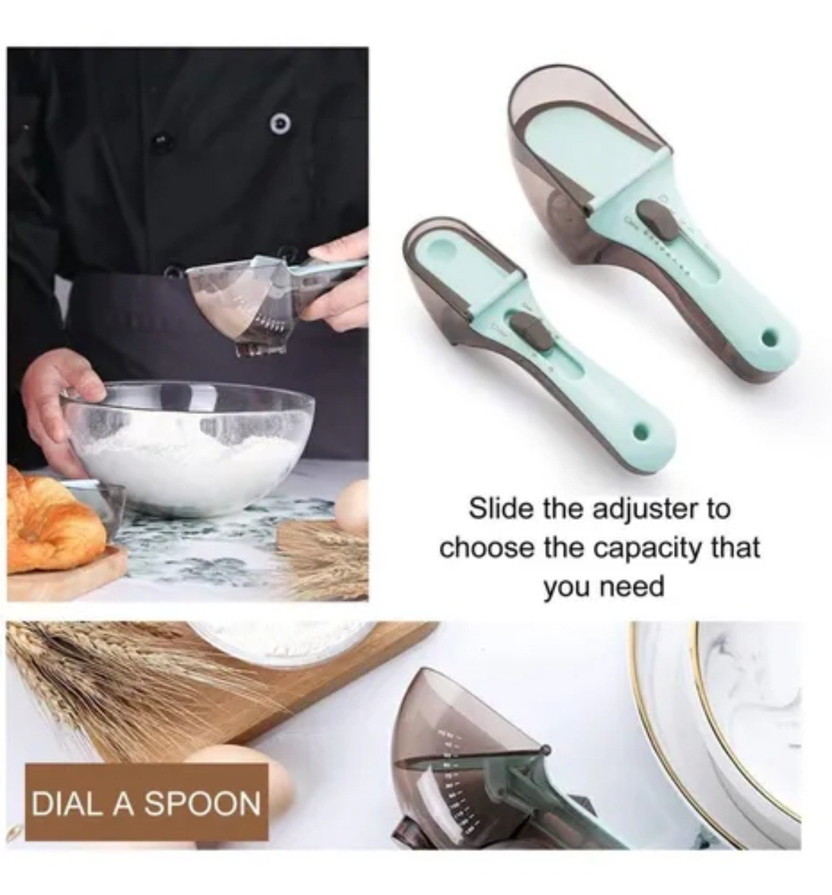 Miniatura 4 de Cucharas x2 Medidoras Gramera Alimentos