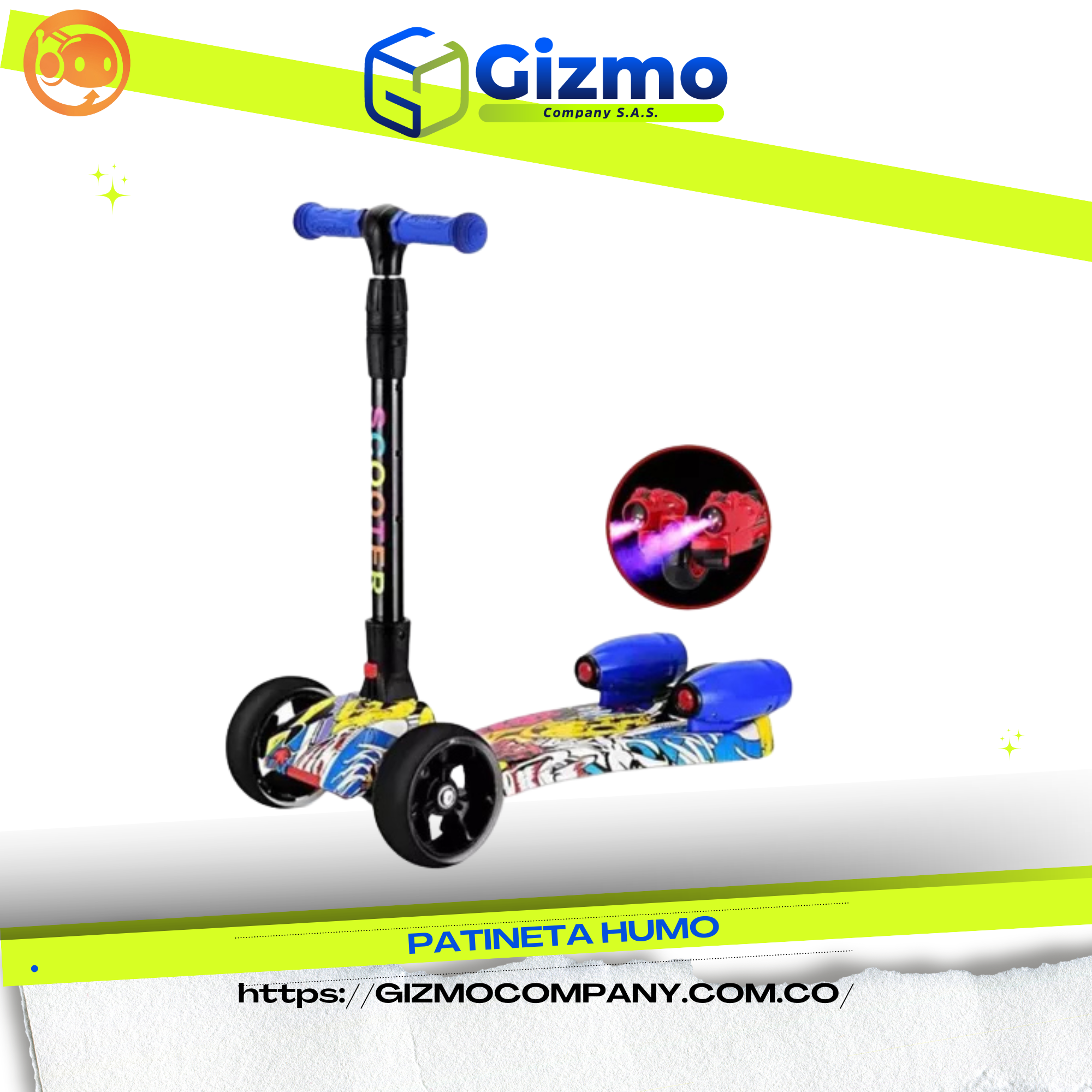 Scooter Monopatín Humo Con Luces