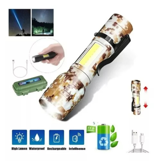 Vista 3 de LINTERNA MINI TACTICA 911 CAMUFLADA - Color: Verde