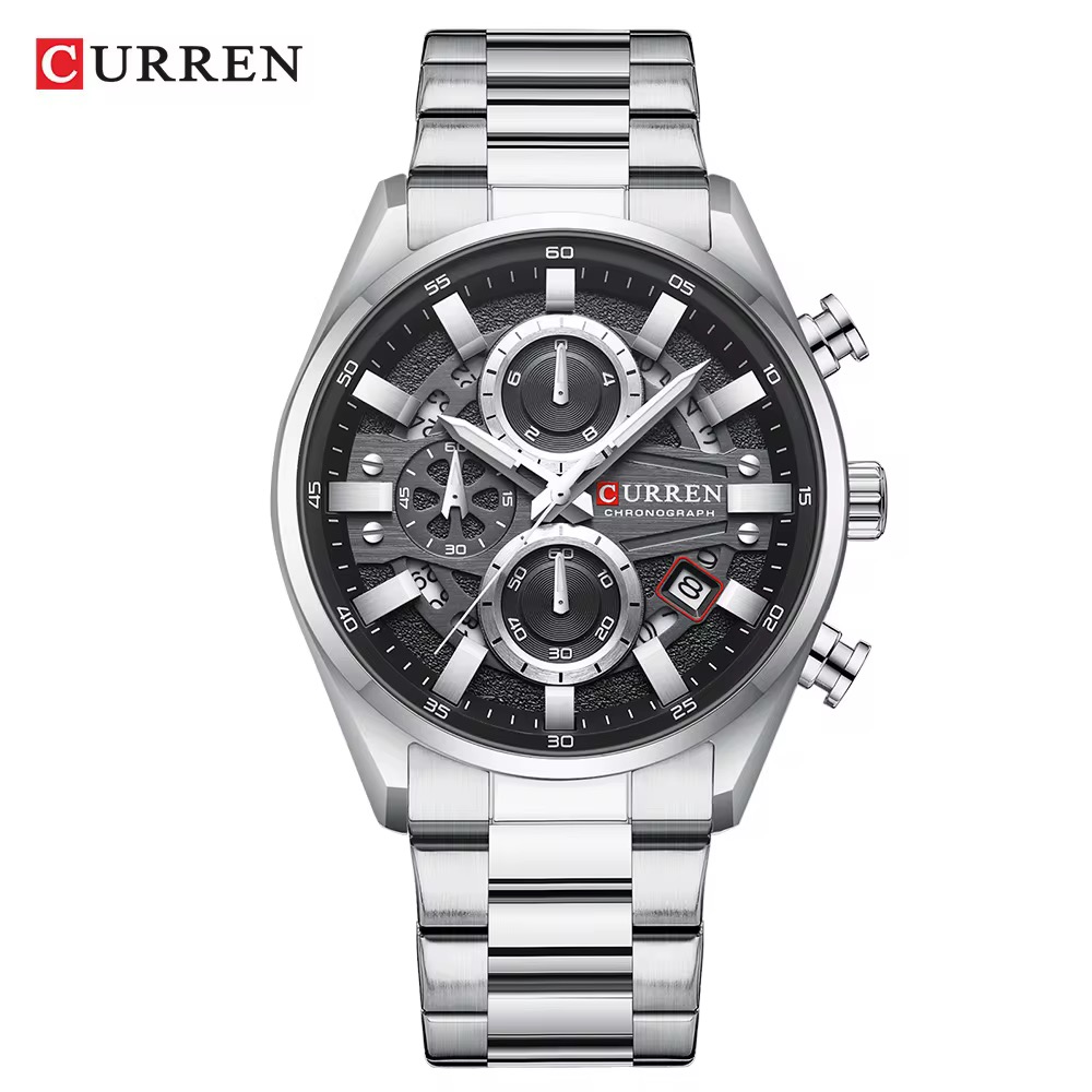 Reloj curren 8495 plateado cronógrafo