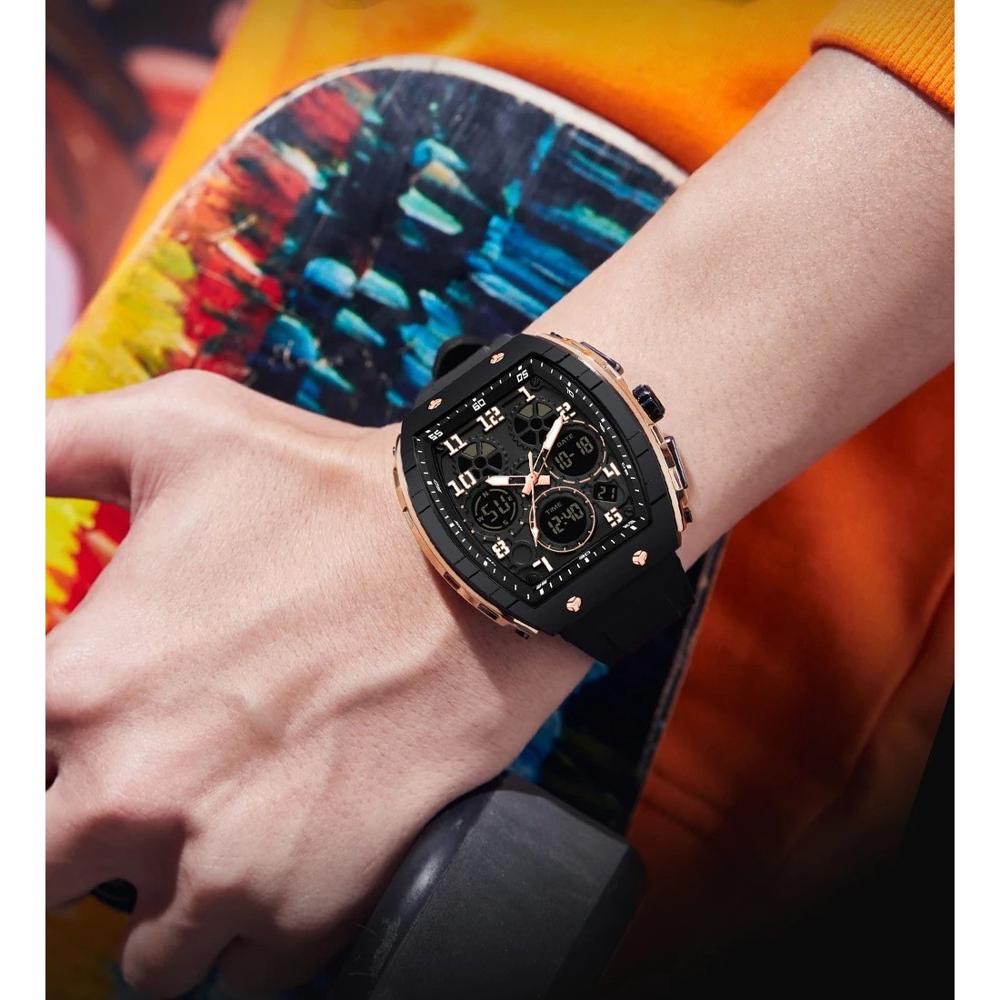 Reloj Original Sanda 6157 Negro Dorado