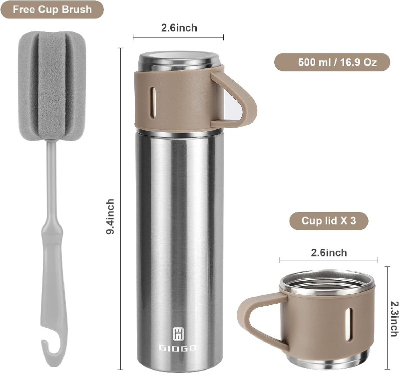 Termo Vacuum Flask Set de acero inoxidab