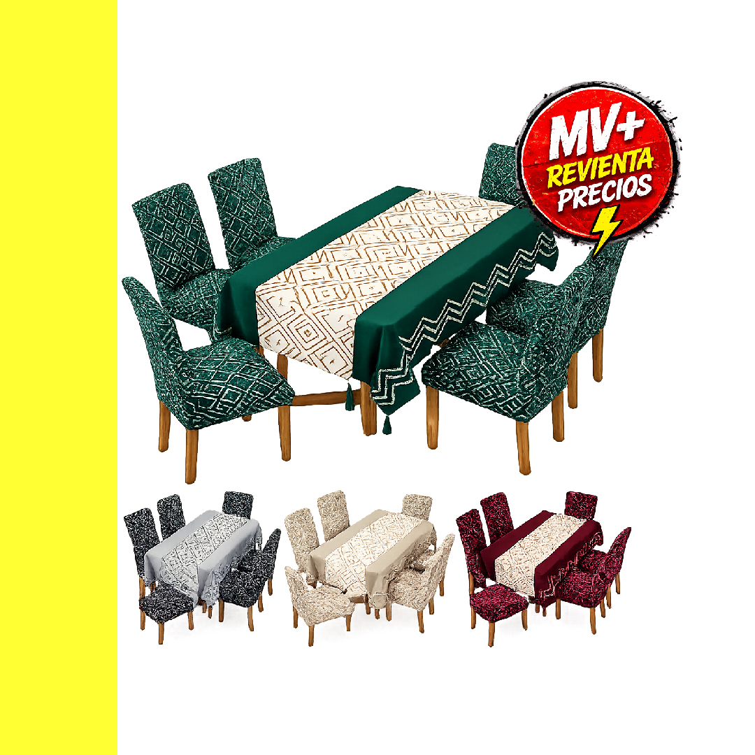 Combo Mantel Comedor + 6 Forros de Silla