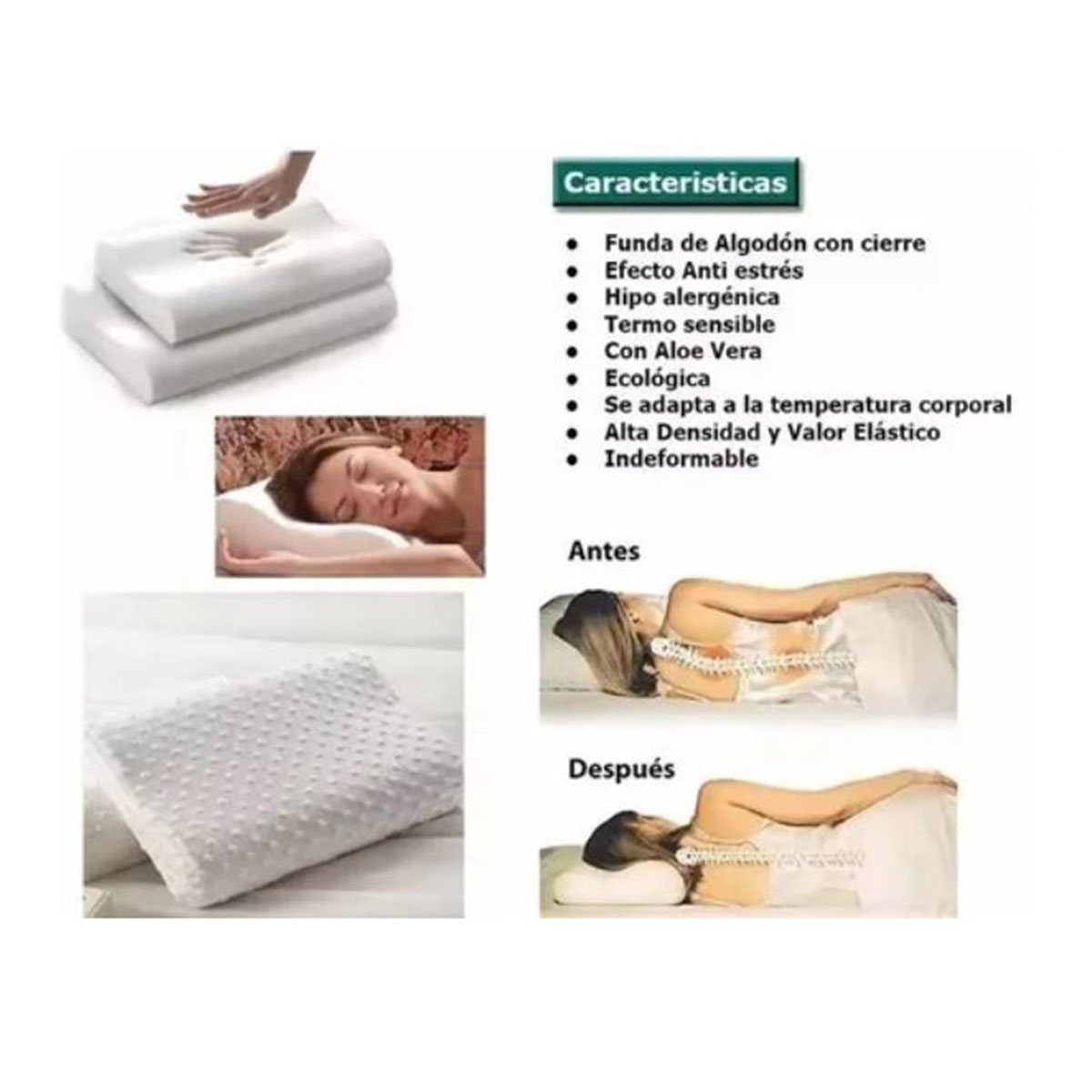 Miniatura 4 de Almohada Espuma Viscoelástica Combo x2un