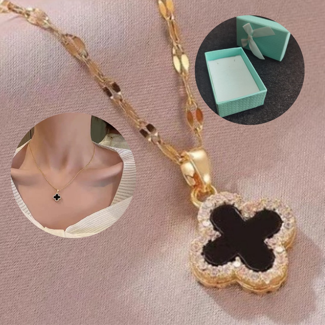 Miniatura 3 de Collar Trebol 4 Hojas Negro+CAJAREGAL DP