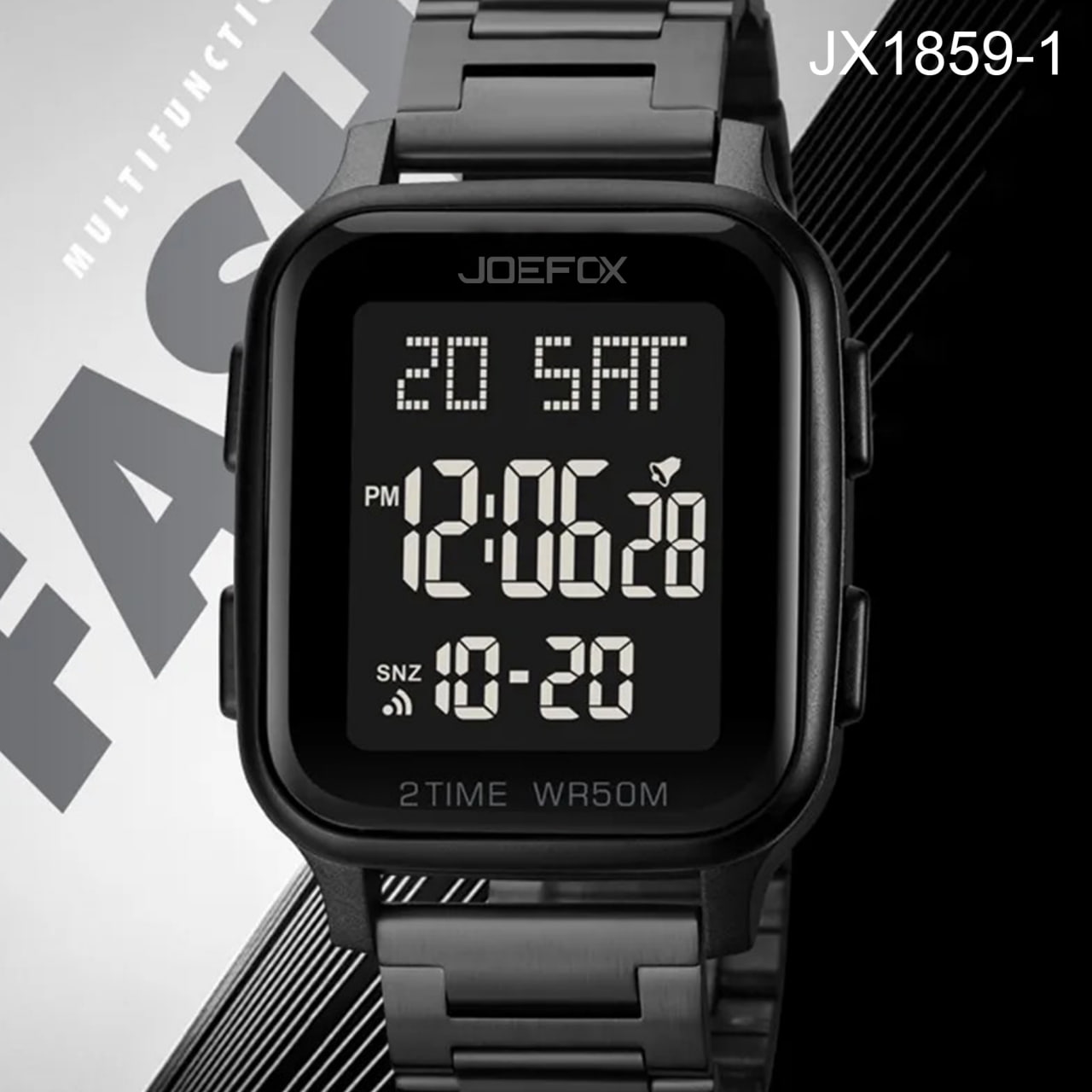 JX1859-1 NEGRO METALICO HOMBRE RELOJ