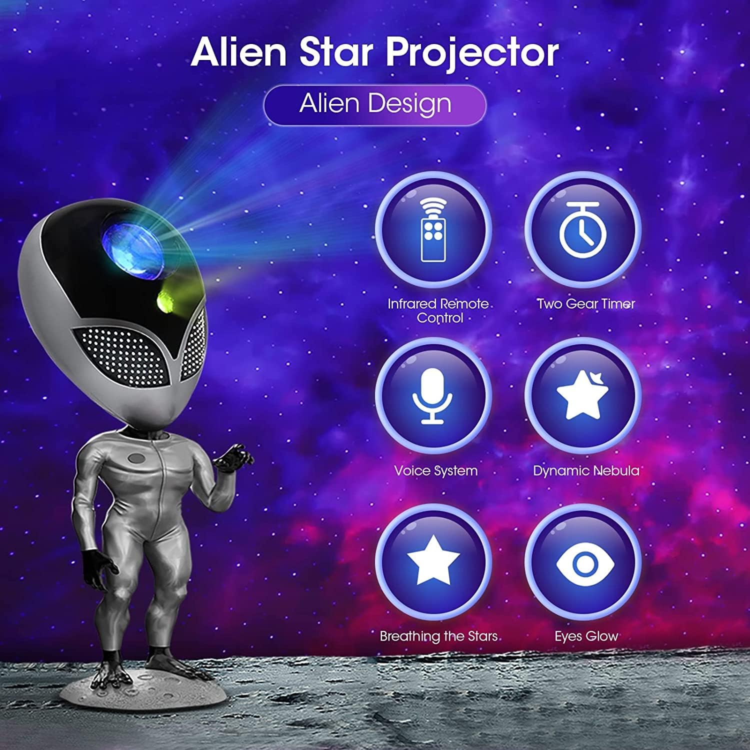 ✨Lampara Alien Proyector De Galaxia Con