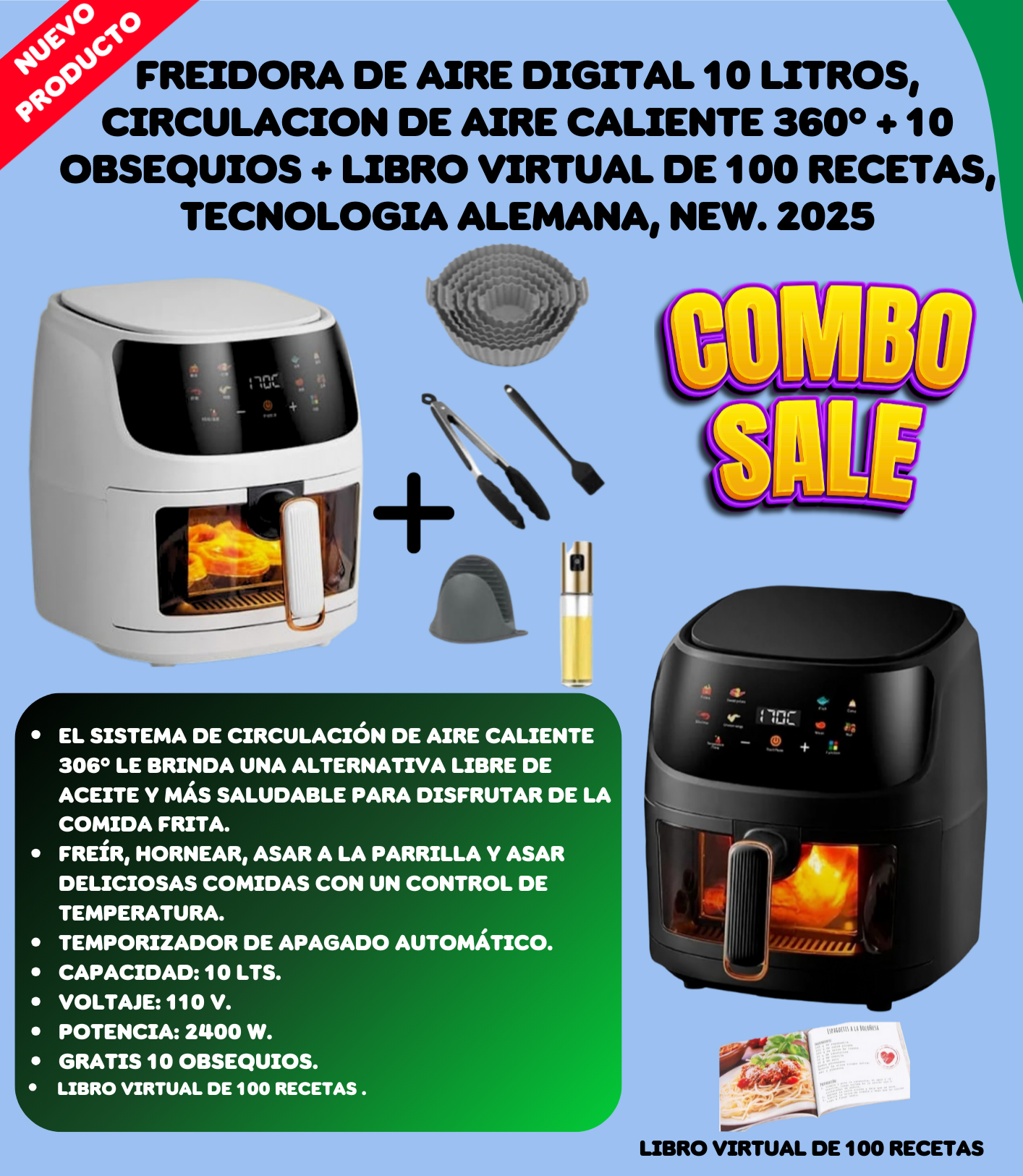 Freidora Aire 10 LTS Digital + Obsequios