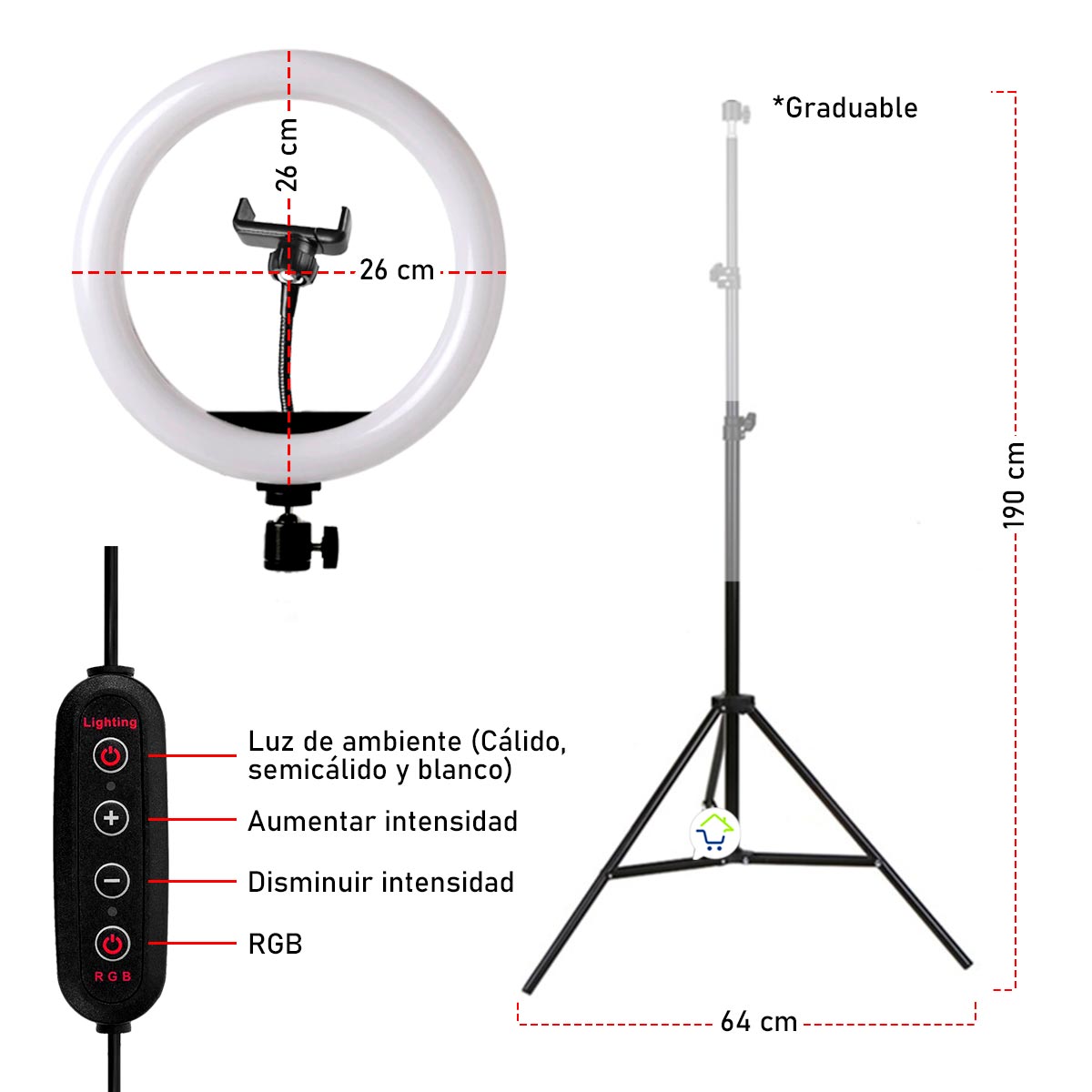 Miniatura 2 de Aro De Luz 26cm MJ26