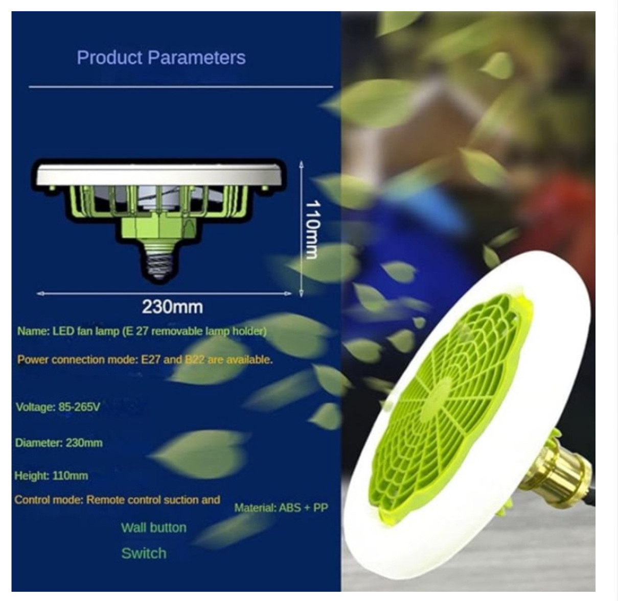 Ventilador de techo con luz led