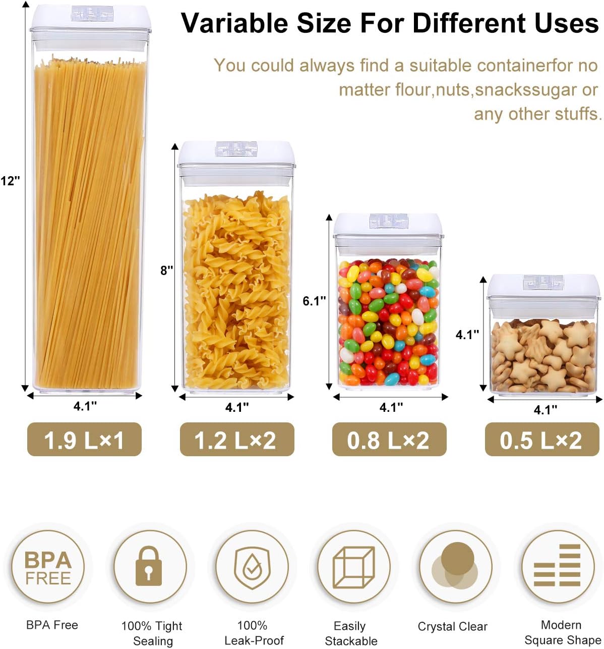 Miniatura 5 de Recipientes Herméticos  x 7 TAPA BLANCA