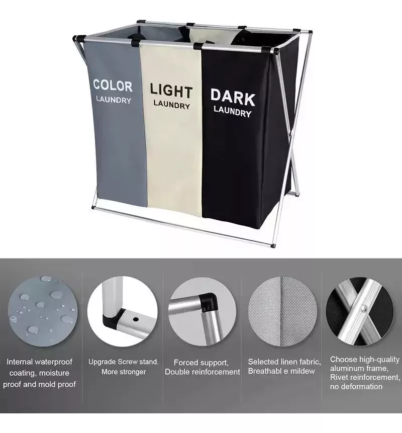 Miniatura 2 de Cesto Canasto Tela Ropa Sucia 3 Comparti